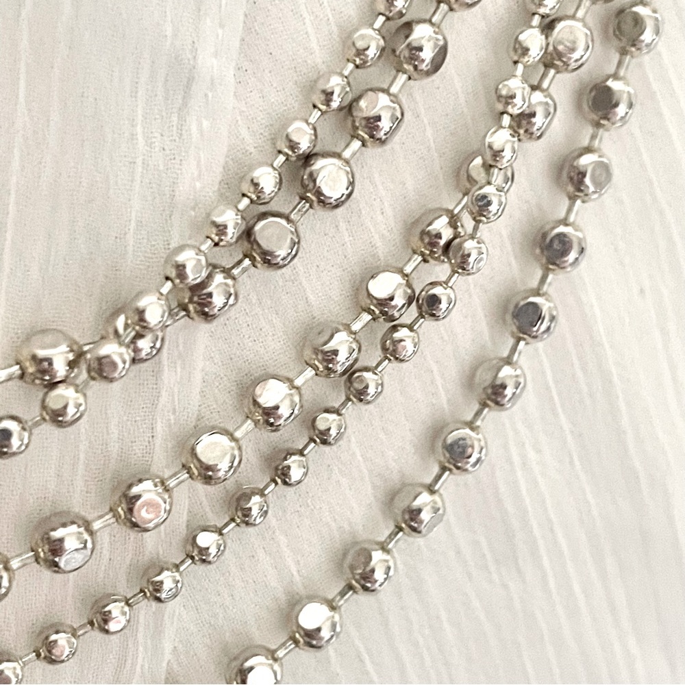 Vintage Metal 5-Strand Multi-Sized Silver Ball Chain Necklace
